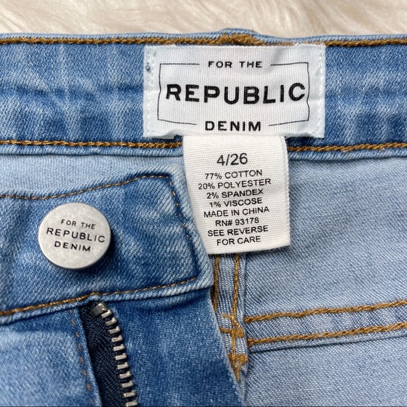 For The Republic • Distressed Fringe Hem Stretchy Denim Jeans - Picture 8 of 14
